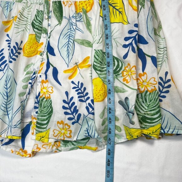 Olivia James Botanical Lemon Print Maxi Dress Tiered Boho Casual Small - Picture 8 of 12